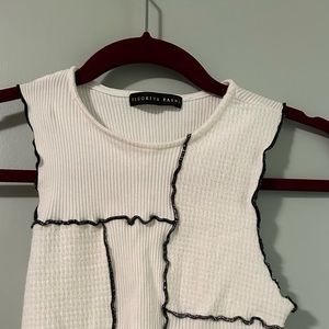 White black trim crop top